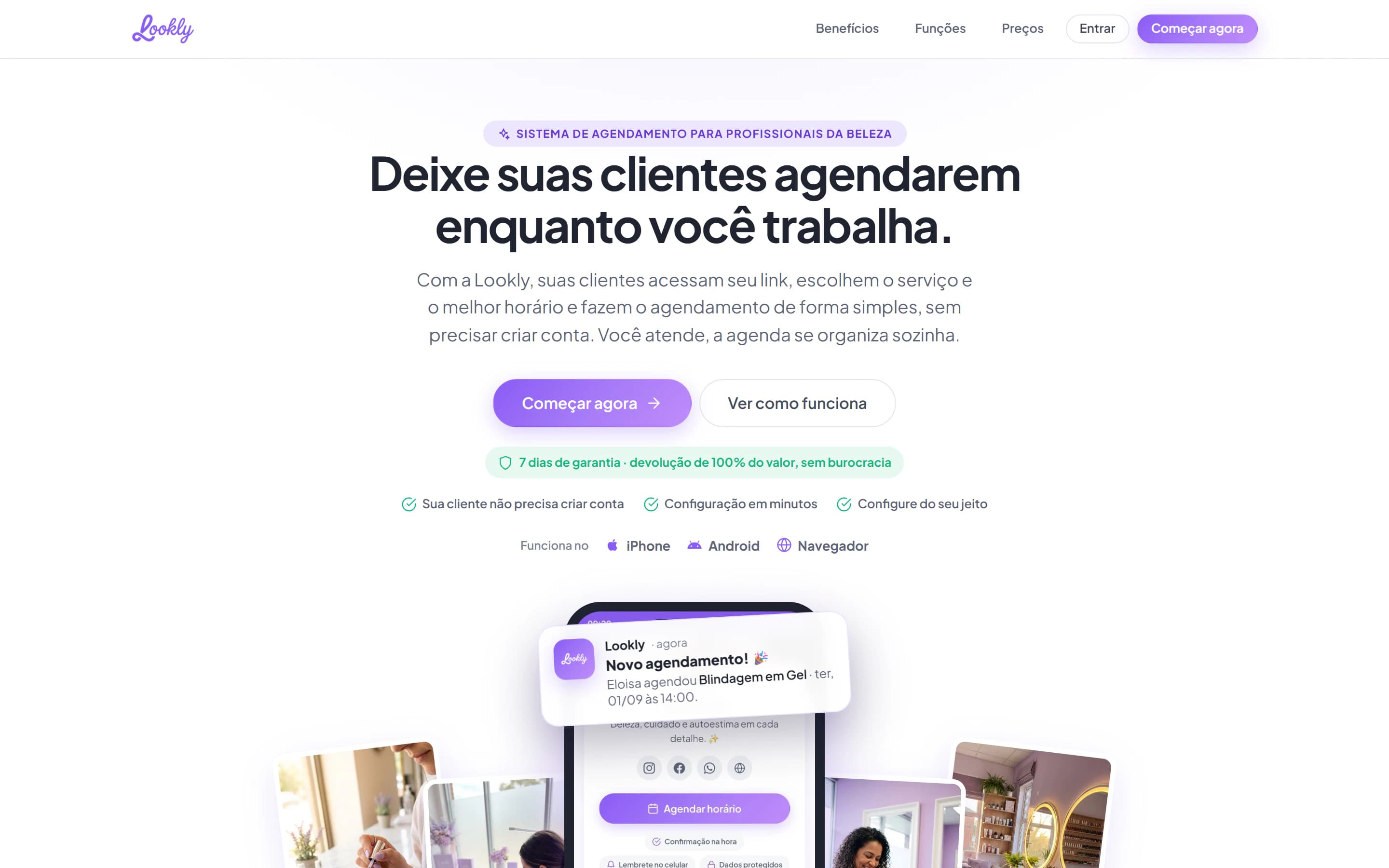 Primeira tela da landing page de Lookly
