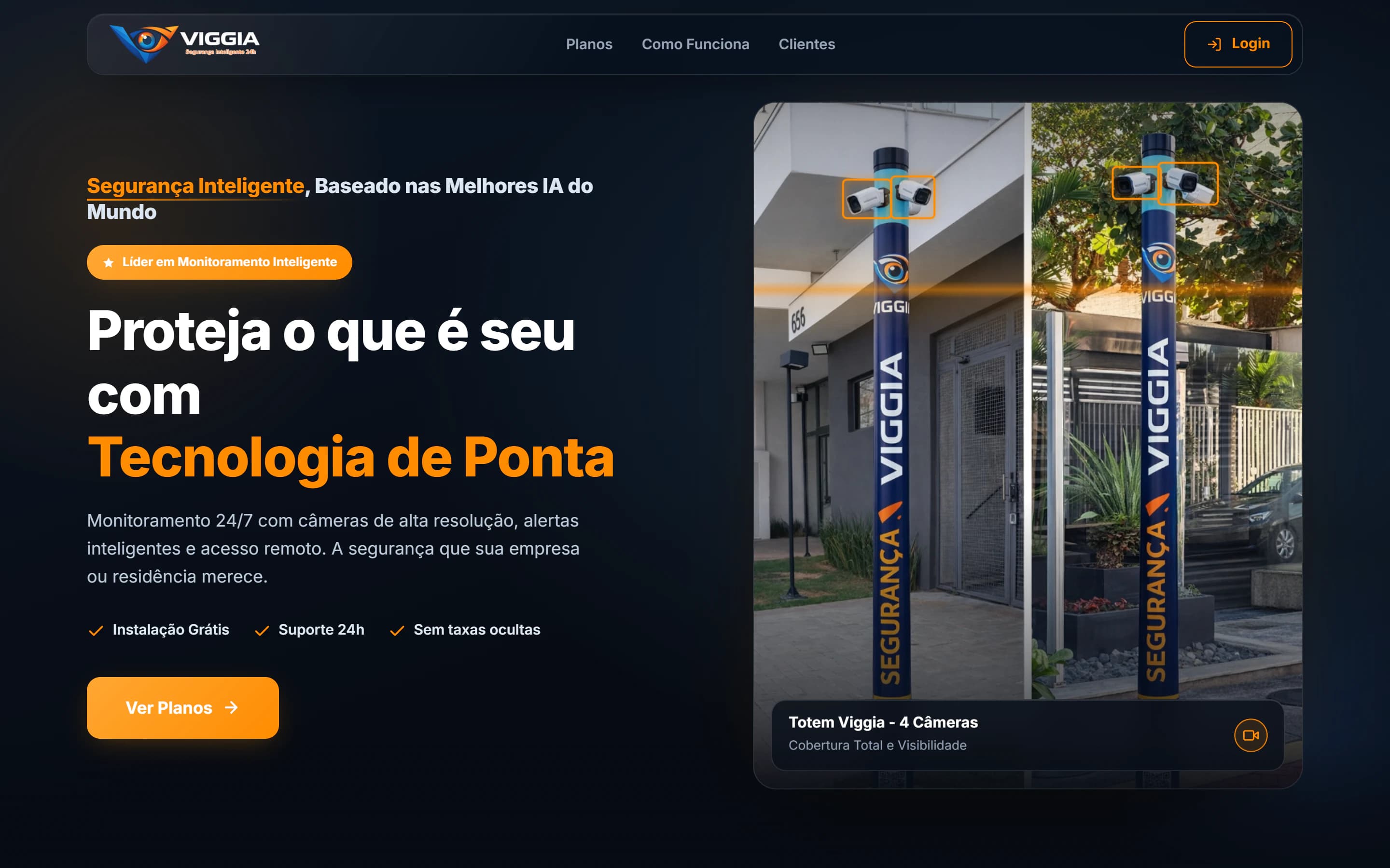 Primeira tela da landing page de Grupo Viggia
